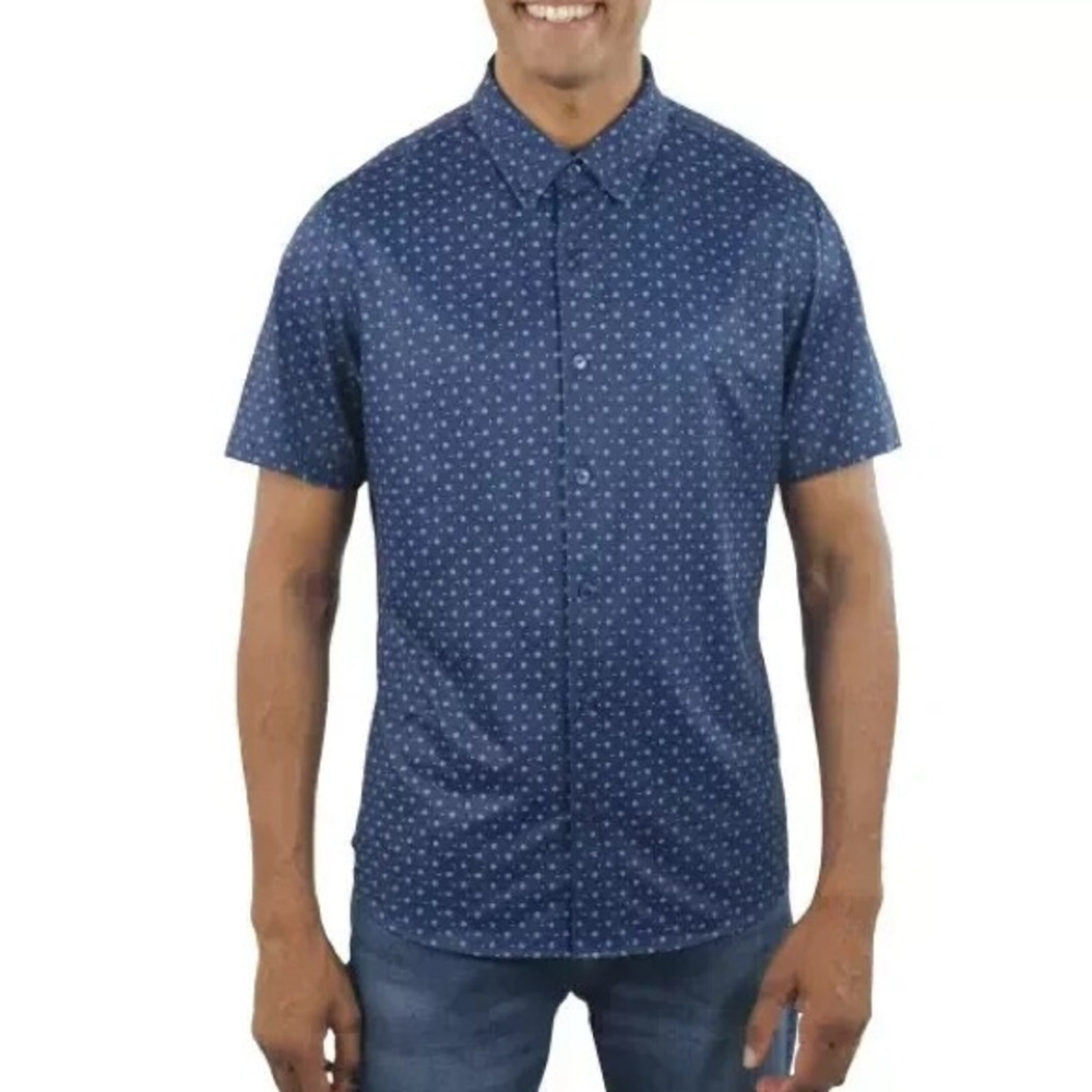 Jacks NY New York Men's Navy Polka Dot Casual button down Shirt size xl
